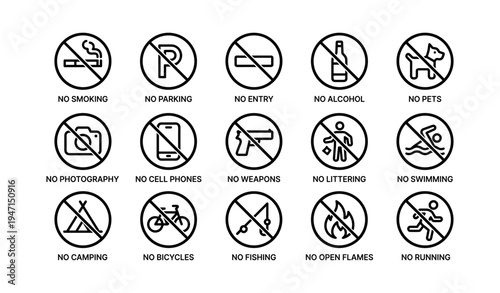 No smoking parking entry alcohol pets photography signs and symbols