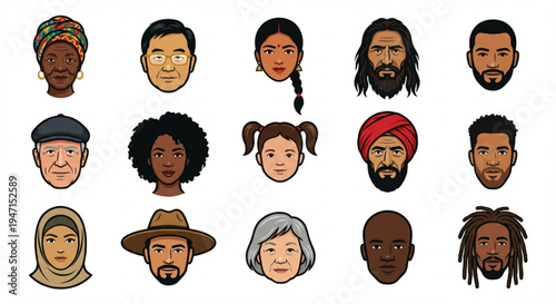 Diverse group of people from various ethnicities and backgrounds in a variety of styles and poses