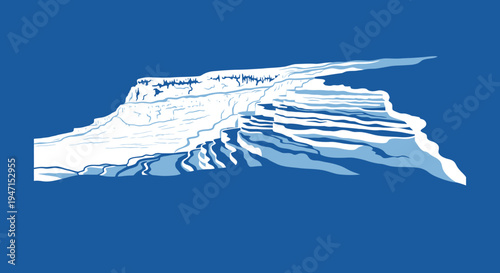 Serene Pamukkale Style Hot Springs Layered Landscape Art