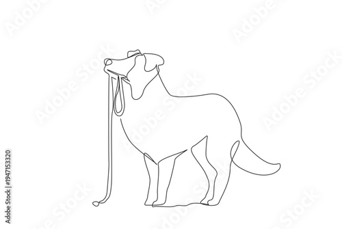 cute dog animal trained faithful one line art design