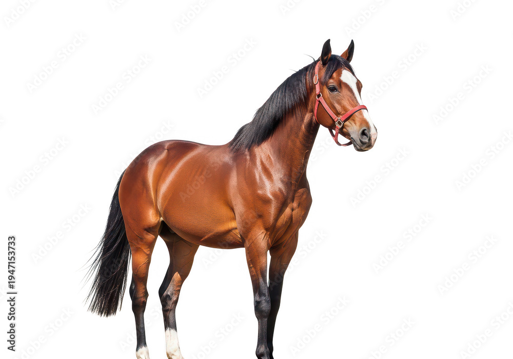 Obraz premium A brown horse with a black mane and tail isolated on transparent background