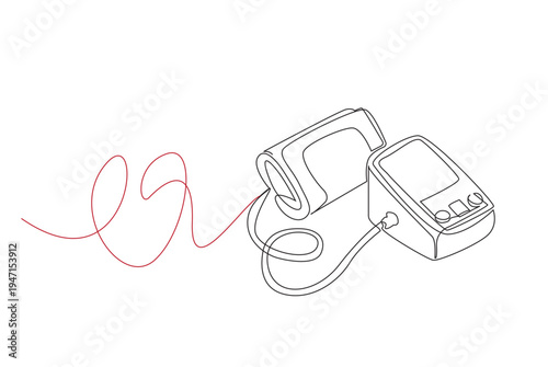 Blood Pressure Cuff and Pulse Wave Health Object Minimalist Line Drawing