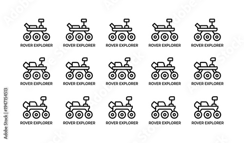 Repeated black and white rover explorer icons in grid pattern