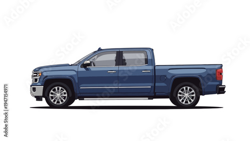 Blue Pickup Truck Profile.