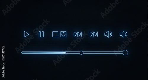 Digital media player interface with playback controls and progress bar.