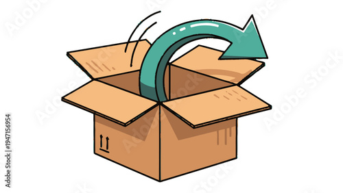 Open Cardboard Box Illustration.