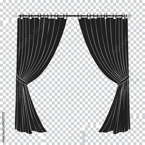 Elegant black curtains illustration with open center for design elements