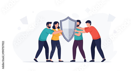 Teamwork Protection Shield Security Safety Business Concept