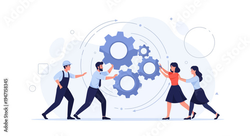 Teamwork Gears Collaboration Business People Working Together