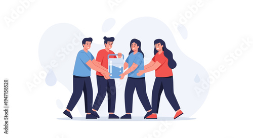 Teamwork carrying water jug, teamwork, collaboration, unity, support, helping hands