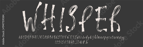 Rough charcoal style brush display font. Expressive hand drawn lettering for artistic posters, creative branding, and social media graphics.