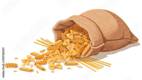 Pasta Spilling from Sack.