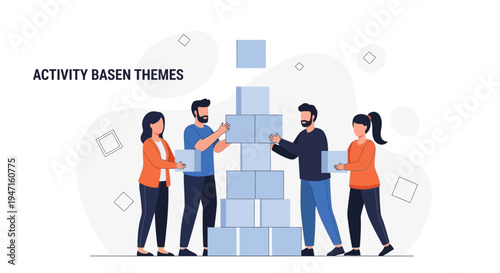 Teamwork building blocks, business people collaborating on project success, strategy and planning