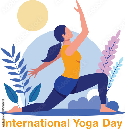 Woman practicing yoga outdoors on international yoga day