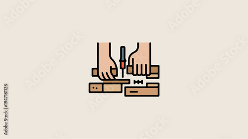 Two hands building with wooden blocks construction and development concept teamwork and collaboration