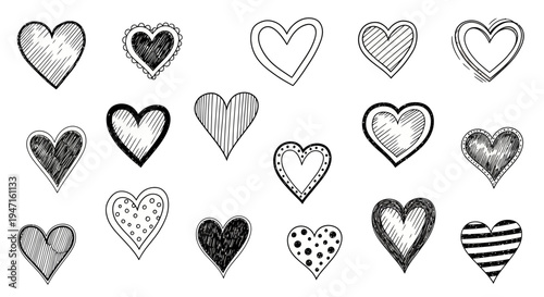 Set of Hand Drawn Hearts Collection