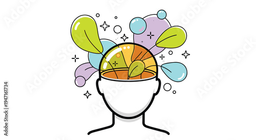 Vector illustration of a head with a creative brain