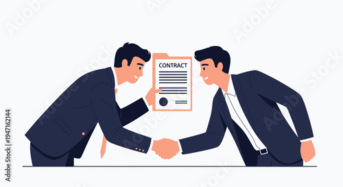 Businessmen shaking hands over a contract, agreement, partnership, success concept
