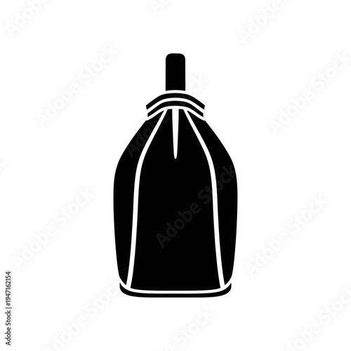 Black Silhouette of a Perfume Bottle with Cap and Spray Nozzle