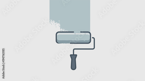 Paint roller applying blue paint to a wall with smooth strokes and even coverage