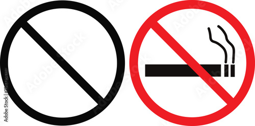 Blank Prohibited Template and No Smoking Icon.