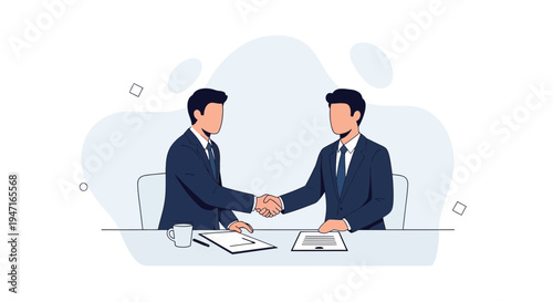 Businessmen shaking hands over a table, agreement, partnership, success, cooperation