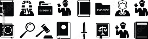 Law And Justice Icons Including Books Gavel Scales Of Justice And Judge vector illustration