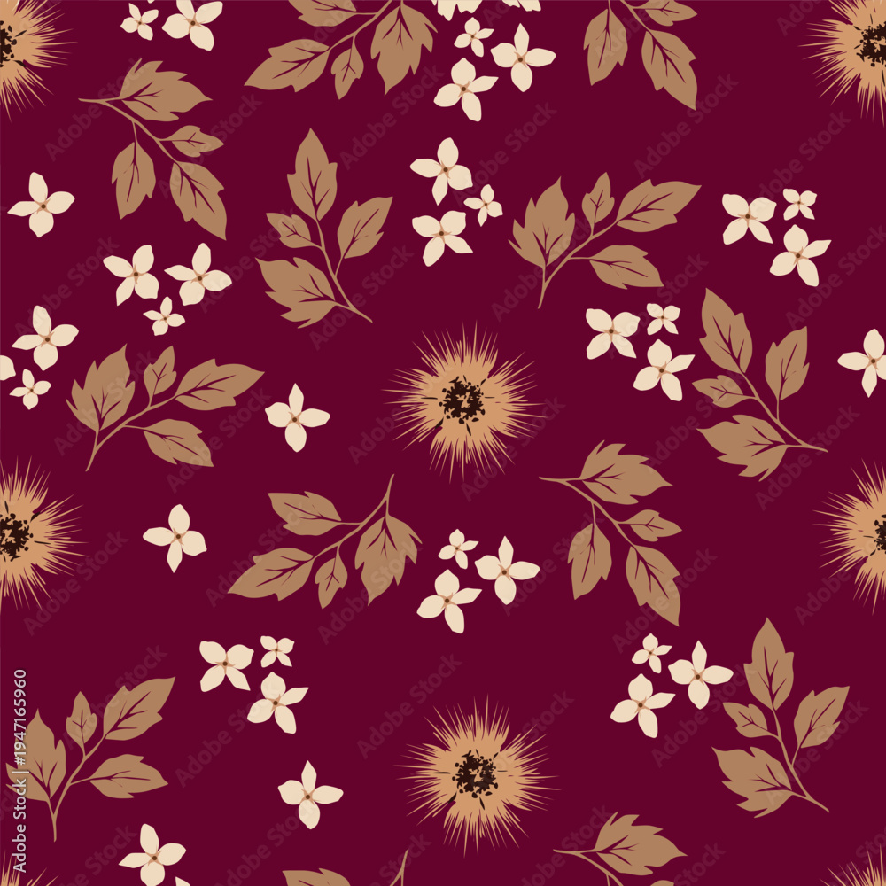 Obraz premium Seamless leaves pattern. Hand draw floral pattern