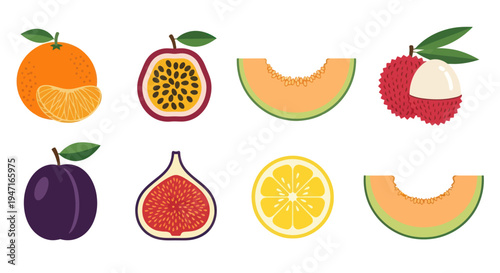 Colorful assortment of fresh fruit slices