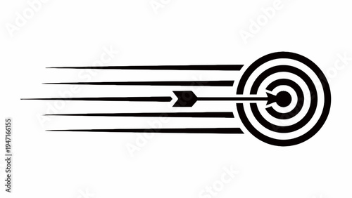 Arrow Hitting Center of Target Bullseye with Motion Lines