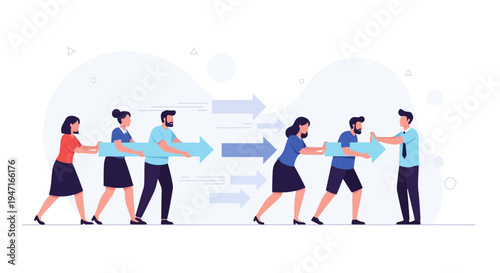 Teamwork pushing forward, collaboration, business strategy, forward movement, teamwork concept