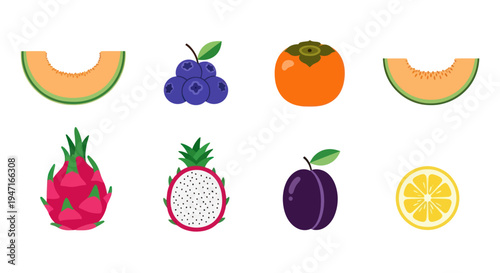 Colorful assortment of fresh fruits isolated