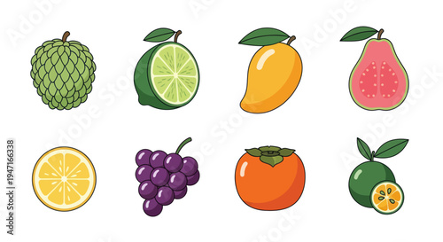 Colorful assortment of fresh tropical fruits