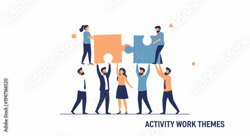 Teamwork, Collaboration, Puzzle Pieces, Business People Working Together