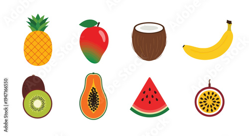 Colorful collection of fresh tropical fruits