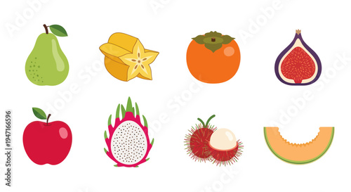 Colorful collection of fresh tropical fruits