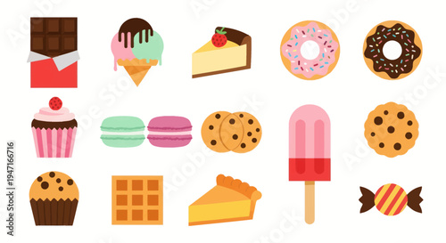 Colorful dessert assortment vector illustration