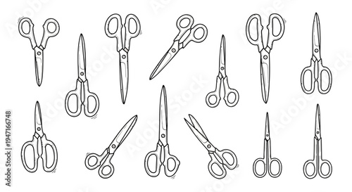 Set of Hand Drawn Scissors Icons