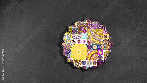 Canvas Print Vibrant mandala design radiates colorful patterns and intricate details