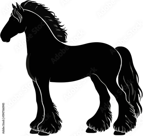 Friesian Horse Silhouette – Flat Vector Plotter Cut File