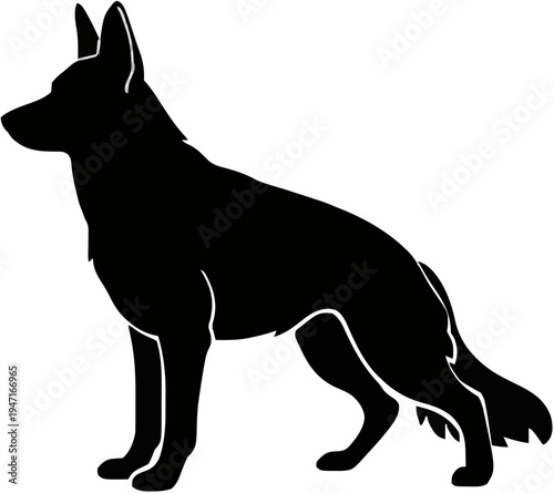 German Shepherd Dog Silhouette – Flat Vector Plotter Cut File