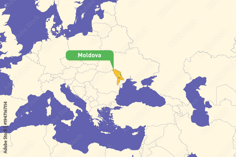 Fototapeta premium Highlighted infographic map illustration of Moldova, ideal for education, travel guides, and geography presentations.