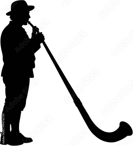 Alphorn Player Silhouette – Flat Vector Plotter Cut File