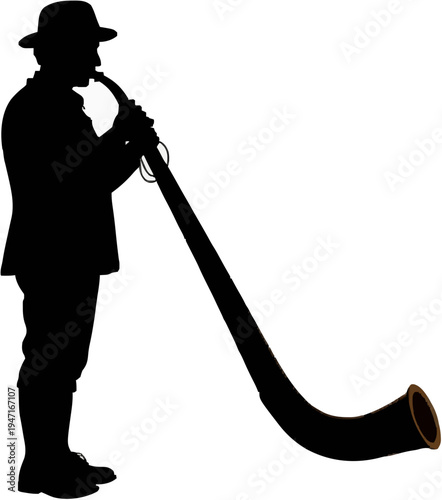 Alphorn Player Silhouette – Flat Vector Plotter Cut File