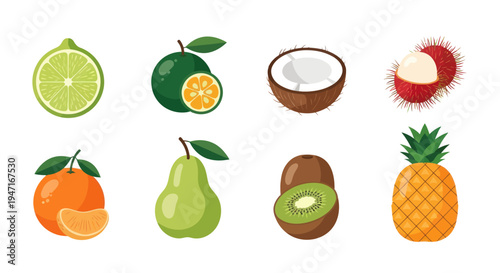 Colorful fruits collection illustration