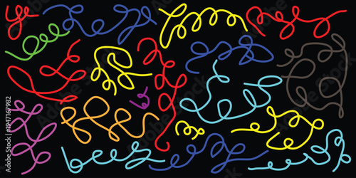 Vibrant neon script letters on black background