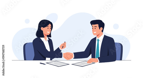 Business partners shaking hands over contract, agreement, successful deal, teamwork, partnership