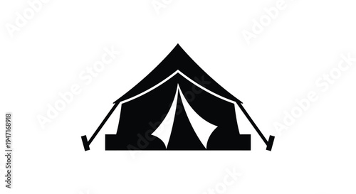 Simple black outline of a camping tent minimalist design silhouette