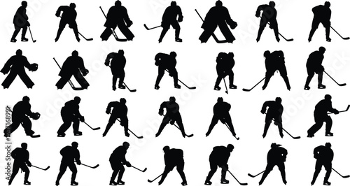 Large set of basketball player silhouettes, jumping, shooting, dunking, dribbling, defensive poses, athletic sports action, team game competition, fitness exercise,