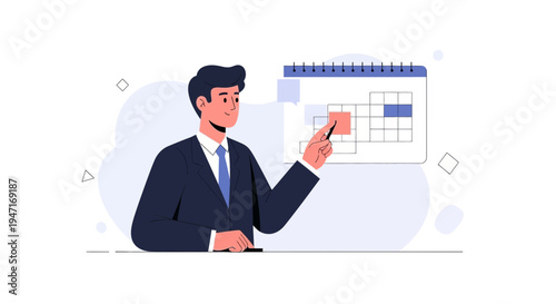 Businessman planning schedule on calendar, business meeting appointment, time management concept